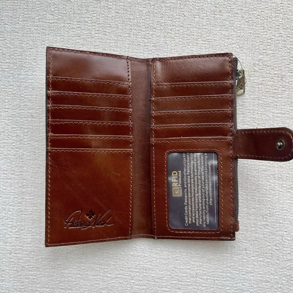 Patricia Nash Nazari Leather Wallet European Map Print Bifold Snap Close Travel